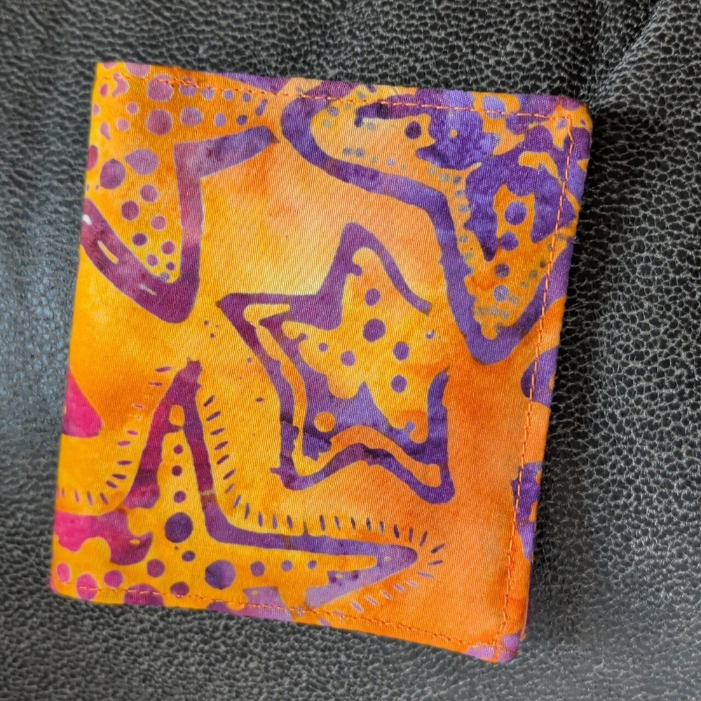 Starfish Print Wallet Orange Purple Business Card Post-it Note Holder Mermaidcor